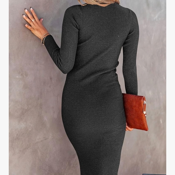 Elegant Green Long Sleeve Dress - Picture 5 of 5